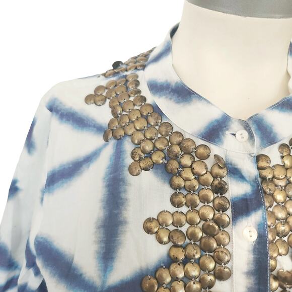 FIGUE Thandie Kaftan boho caftan tie dye beaded midi dress in Izu floral Size S - Picture 6 of 11